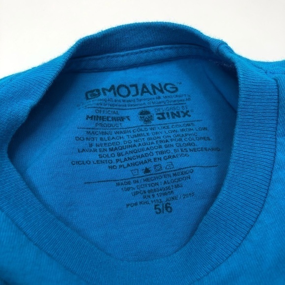 MOJANG Mindcraft Blue Graphic Long Sleeve Shirt Boy's SIZE 5/6 - Picture 2 of 13